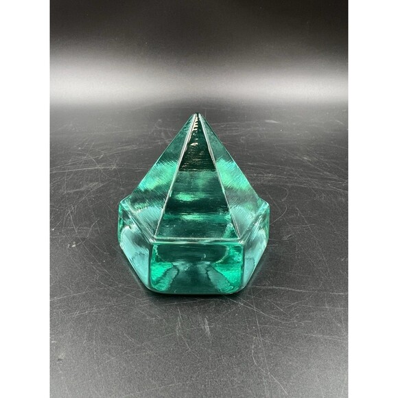 Aqua Green Ship Deck Glass Prism Pyramid Nautical Maritime Paperweight - Picture 3 of 8